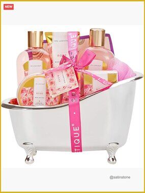 8-Piece Rose Spa Gift Set - Bubble Bath, Shower Gel, Body Lotion, Bath Bombs